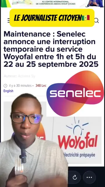 La Société nationale d’électricité (Senelec) informe sa clientèle qu’une opération de maintenance de sa plateforme informatique dédiée à la vente de crédit Woyofal est programmée du lundi 22 au jeudi 25 septembre 2025. Senelec de renseigner que durant cette période, aucun achat de crédit Woyofal ne sera possible entre 01h00 et 05h00 du matin selon le calendrier suivant: La nuit du lundi 22 au mardi 23 septembre de 01h à 05h. La nuit du mardi 23 au mercredi 24 septembre de 01h à 05h et la nuit du mercredi 24 au jeudi 25 septembre de 01h à 05h. Cette opération vise à renforcer la fiabilité du système et à améliorer la qualité du service offert à la clientèle. Senelec invite ses usagers à prendre les dispositions nécessaires afin d’éviter toute interruption d’électricité liée à l’impossibilité d’achat de crédit pendant ces créneaux horaires. #information #senegalaise_tik_tok🇸🇳pourtoichallenge #senegal #tiktoksenegal🇸🇳🇸🇳 #pourtoi