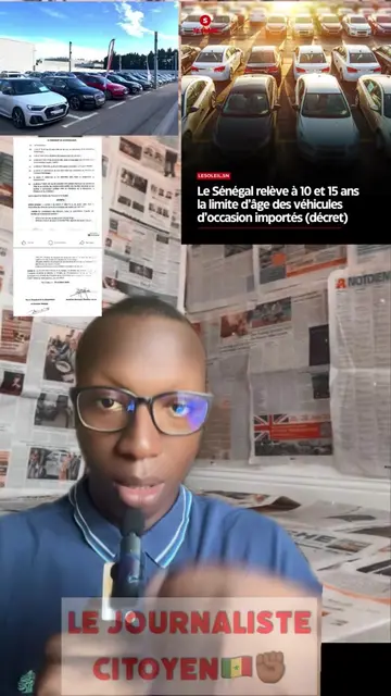 Le gouvernement sénégalais franchit un nouveau cap dans sa politique de modernisation du parc automobile national. Par un décret signé le 24 octobre 2025, le président Bassirou Diomaye Faye et le Premier ministre Ousmane Sonko ont fixé la limite d’importation à 10 ans pour les voitures particulières et à 15 ans pour les camions et véhicules de transport de personnes. Source (Soleil). #tiktoksenegal🇸🇳 #senegal #pourtoi #senegalaise_tik_tok🇸🇳pourtoichallenge #information