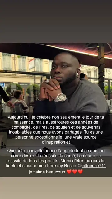 Aujourd’hui, je célèbre non seulement le jour de ta naissance, mais aussi toutes ces années de complicité, de rires, de soutien et de souvenirs inoubliables que nous avons partagés. Tu es une personne exceptionnelle, une vraie source d’inspiration et de bonheur dans ma vie.  Que cette nouvelle année t’apporte tout ce que ton cœur désire : la réussite, la santé, l’amour et la réussite de tous tes projets. Merci d’être toujours là, fidèle et sincère mon frère my Bestie @biiggy__  je t’aime beaucoup ❤️❤️❤️ Je veux voir dans les commentaires merci @biiggy__  avec beaucoup de coeur #miaguisse  #eclosion #onapasletemps  #choix #unique