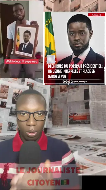 Interpellé jeudi sur instruction du procureur, un jeune homme a été placé en garde à vue à Saint-Louis après la diffusion d’une vidéo le montrant déchirant la photo officielle du Président de la République. Source (RTS Digital)  #tiktoksenegal🇸🇳 #senegalaise_tik_tok🇸🇳pourtoichallenge #senegal #pourtoi #information