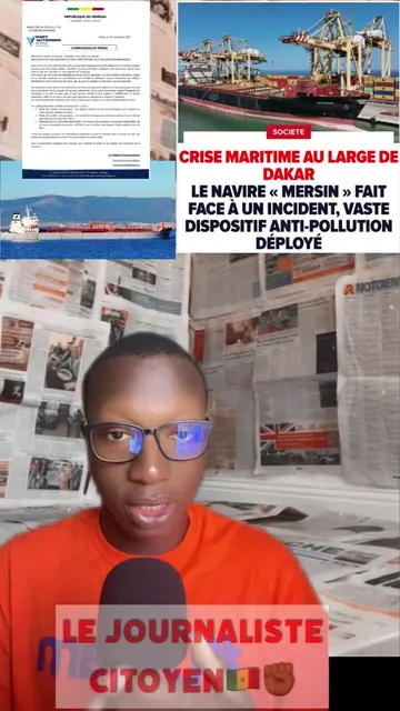 COMMUNIQUÉ :  INCIDENT À BORD DU NAVIRE « MERSIN » AU LARGE DE DAKAR : MISE EN PLACE D'UN DISPOSITIF DE CRISE POUR PRÉVENIR TOUT RISQUE ENVIRONNEMENTAL Dans la nuit du 27 au 28 novembre 2025, les autorités sénégalaises ont été alertées d'un incident technique survenu à bord du navire tanker « MERSIN » au large de Dakar. L'incident a été suivi d'une entrée d'eau dans la salle des machines et a été signalé par l'équipage. Une cellule de crise a été immédiatement activée sous la supervision de la HASSMAR (Autorité en charge de la sécurité maritime), en coordination avec la Marine nationale, l'Agence Nationale des Affaires Maritimes et le Port autonome de Dakar, afin de gérer la situation et de parer à toute éventualité. Dès la réception de l'alerte, le Port autonome de Dakar a mobilisé sans délai ses moyens nautiques, incluant des remorqueurs et des équipes de secours spécialisées. Grâce à leur intervention rapide, l'intégralité de l'équipage a pu être secouru sain et sauf. Aucune victime n'est à déplorer. Parallèlement, la Marine nationale a dépêché un navire sur zone pour appuyer les opérations et évaluer la situation. Les autorités maritimes mettent ainsi, tout en œuvre pour empêcher un rejet d'hydrocarbures en mer. Les actions prioritaires suivantes ont été prises à savoir : • Étude des mesures d'obturation : Des experts évaluent les moyens techniques pour colmater les voies d'eau et stabiliser le navire. • Étude du transfert de la cargaison : Les modalités de vidange sécurisée du carburant sont à l'étude pour éliminer le risque à la source. • Déploiement d'un dispositif antipollution : Par mesure de précaution, un barrage antipollution est en cours d'installation autour du « MERSIN » pour confiner toute nappe d'hydrocarbure en cas de fuite. Toutes les parties prenantes sont pleinement mobilisées. La priorité absolue reste la protection des vies humaines, la sécurisation du navire et la préservation du milieu marin. #tiktoksenegal🇸🇳 #senegalaise_tik_tok🇸🇳pourtoichallenge #senegal #pourtoi #information