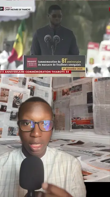 Le 81ᵉ anniversaire des Tirailleurs sénégalais a été célébré ce lundi 1er décembre 2025 au camp militaire de Thiaroye, dans la banlieue de Dakar. Le Président de la République, Bassirou Diomaye Faye, y a prononcé un discours mémoriel et annoncé plusieurs mesures fortes pour la reconnaissance historique du massacre. #tiktoksenegal🇸🇳 #senegalaise_tik_tok🇸🇳pourtoichallenge #senegal #pourtoi #information