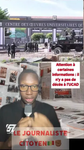 Fake news: il n’y a pas de décès à l’université Cheikh Anta Diop de Dakar. Certaines publications sur les réseaux sociaux affirment que «deux étudiants de l’université Cheikh Anta Diop sont décédés ». Cette information est fausse et infondée.  A l’heure actuelle aucun décès n’a été enregistré suite aux affrontements entre étudiants et forces de l’ordre. Cependant il y’a des dizaines de blessés.  #tiktoksenegal🇸🇳 #senegalaise_tik_tok🇸🇳pourtoichallenge #senegal #pourtoi #information