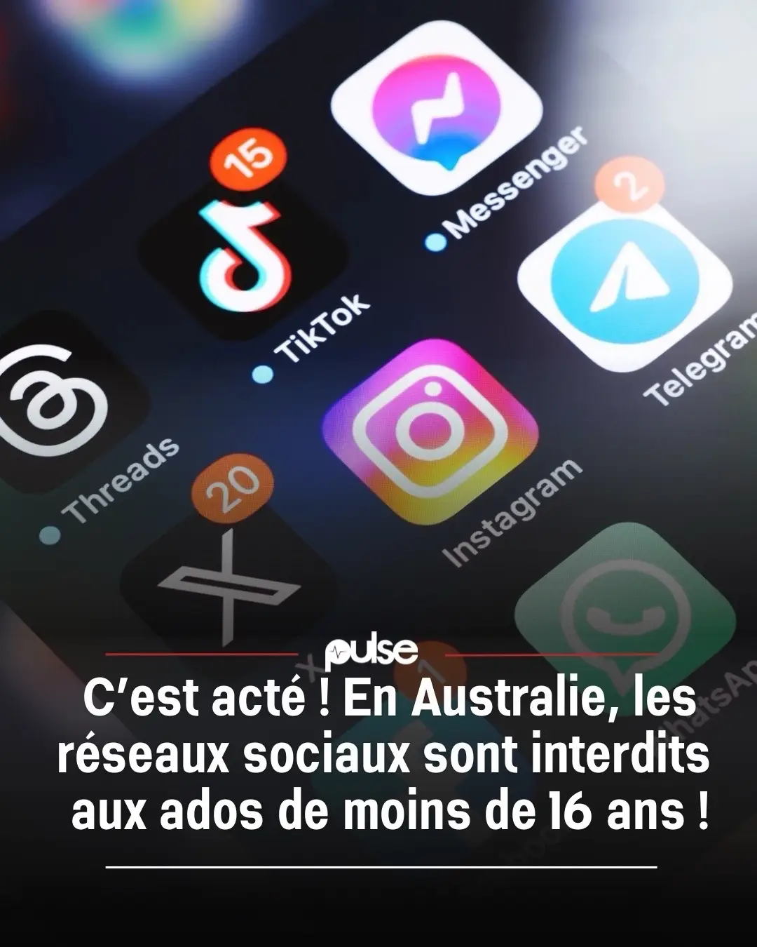 Ainsi,l’Australie est devenue le premier pays au monde à interdire les réseaux sociaux aux adolescents de moins de 16 ans. #pulseviral
