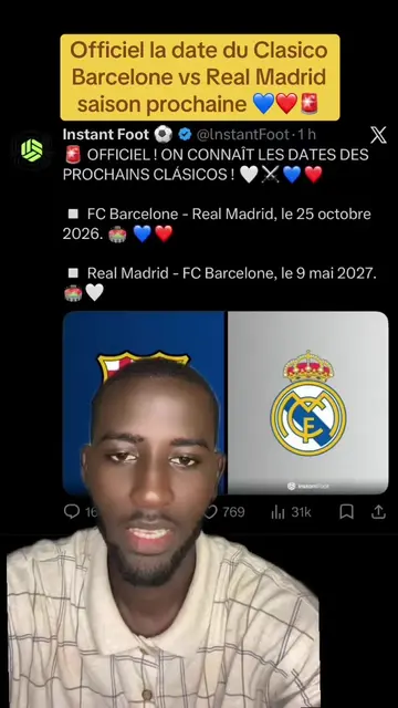 Officiel la date du Clasico Barcelone vs Real Madrid saison prochaine 💙❤️🚨 #pourtoi #footballtiktok #laliga #barcelona #realmadrid